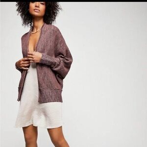 Free People Motions Cardigan Maroon Sz M Sweater Anthropologie Boho Cozy